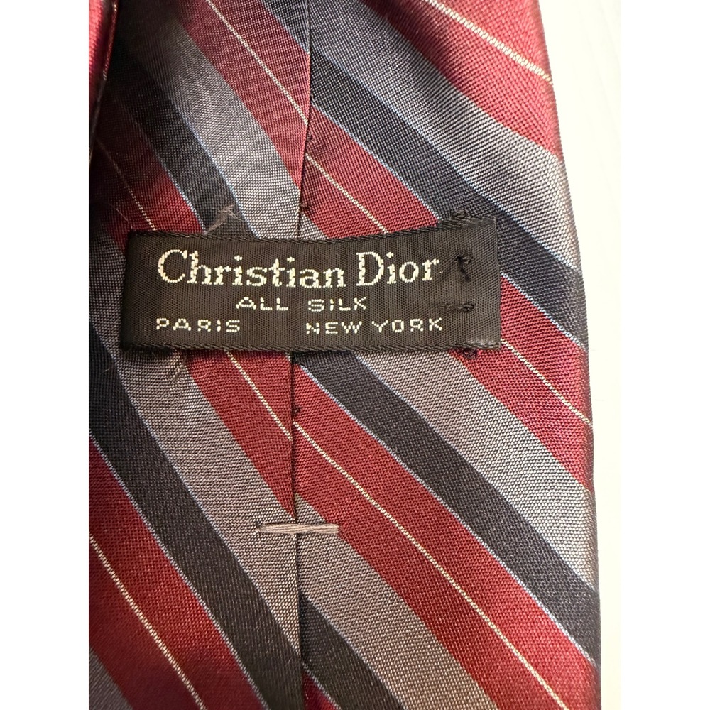 Christian Dior‎ Striped Silk Tie Paris New York Men's Necktie vintage - Picture 2 of 9